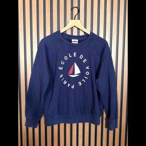Sundry Sweater 2 / Medium Women’s Blue Navy Pullover Crewneck Fleece Paris Graph